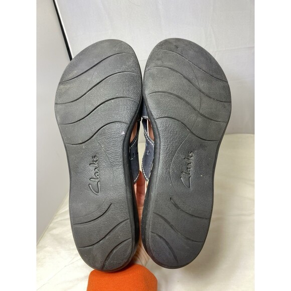 Clarks Bendables Womens 9 Wide Slide Flats Comfort 65711 Black Leather Slip On - Picture 6 of 9